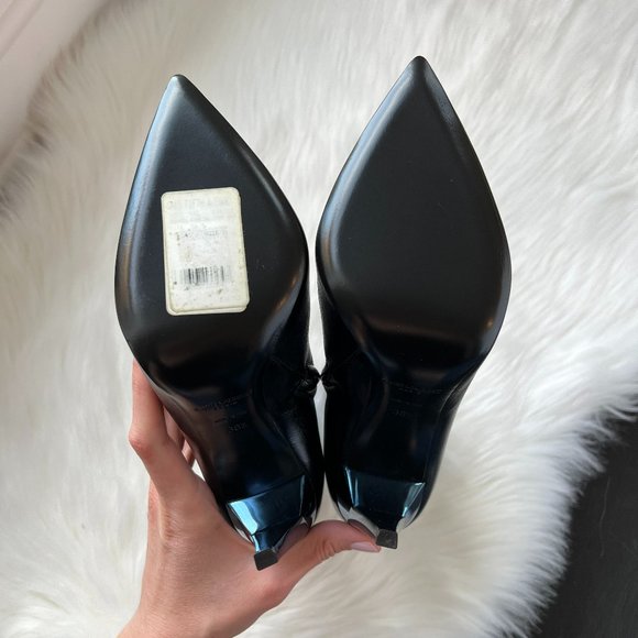 Saint Laurent Paris Women's Black Freja 105 Bootie Blue/Silver Heel Size 38.5 - Picture 9 of 9